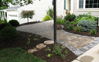 Replacement of concrete sidewalk with beautifully designed walkway - front patio and landscaping